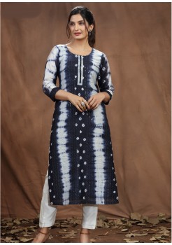 Blue & White  Chicken Designer Kurti